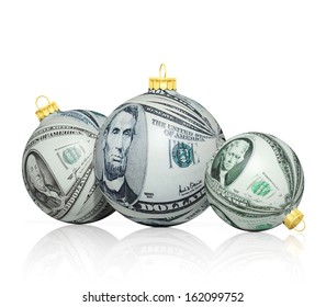 Christmas Balls With Money Texture