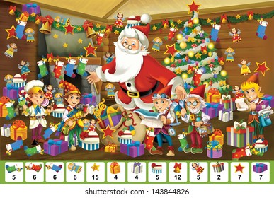 The christmas - board game - Santa Claus - illustration for the children - Powered by Shutterstock