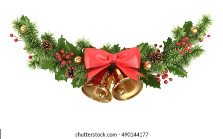Christmas Decorations Fir Tree Golden Jingle Stock Vector (Royalty Free ...