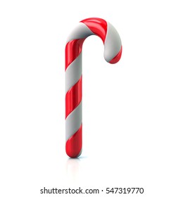 Christmas Candy Cane 3d Rendering On White Background