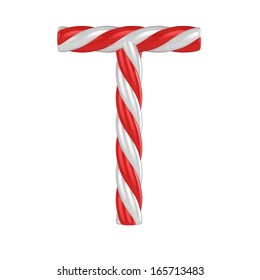 Christmas Candy Cane Font - Letter T 