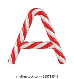 Christmas Candy Cane Font - Letter A 