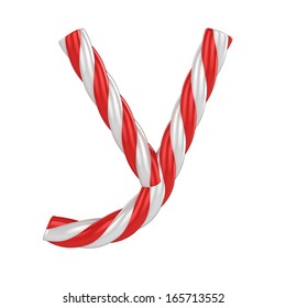 Christmas Candy Cane Font - Letter Y 