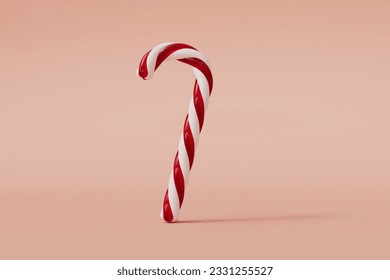 Christmas candy cane red and white festive sweet on a pink background. 3D Rendering. 3D Illustration - Powered by Shutterstock