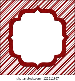 Christmas Candy Cane Striped background for your message or invitation with copy-space in middle