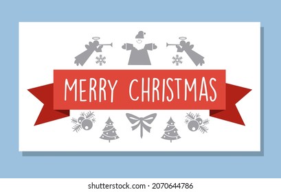 Christmas Celebratory Banner For Design, Cards, Invitations, And Presentations. Happy Holidays Elements