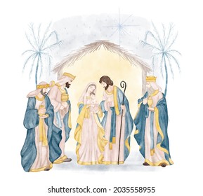 Christmas Clip Art Collections With Jesus, Virgin Mary And Magi