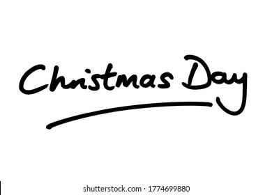 Christmas Day handwritten on a white background. - Powered by Shutterstock