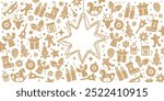 Christmas decoration banner with drawn Christmas motifs - illustration