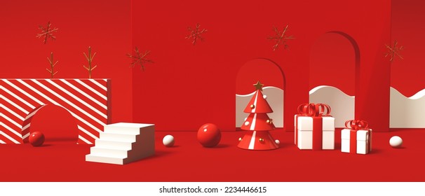 Christmas decoration with geometric shapes - 3D render - Powered by Shutterstock