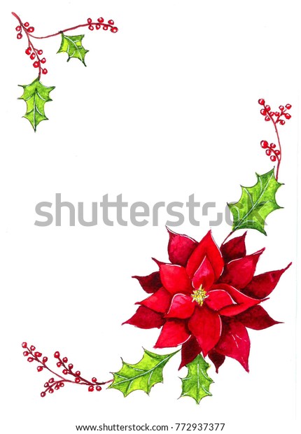 Download Christmas Decoration Red Flower Poinsettia Drawing Stock Illustration 772937377 PSD Mockup Templates