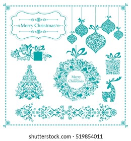 Christmas Decoration Set Lots Calligraphic Elements Stock Illustration ...