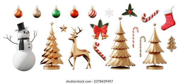 Christmas decorations isolated on white background 3d rendering - Powered by Shutterstock