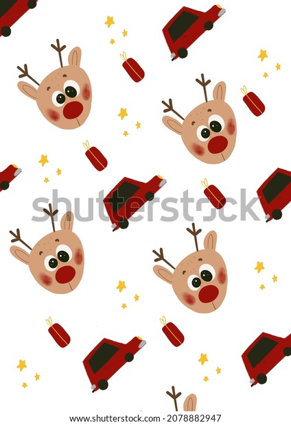 Christmas deers and red cars\
