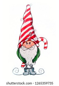 Greeting Christmas Card Cute Cartoon Gnome Stock Vector (Royalty Free ...