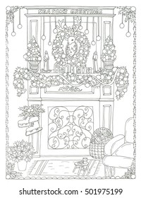 christmas coloring pages fireplace