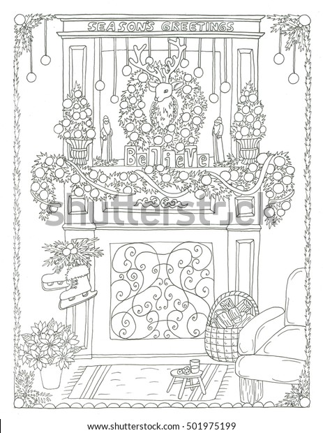 christmas coloring pages fireplace