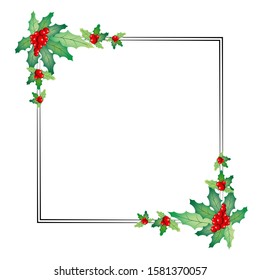 Christmas Frame Mistletoe Berries Stock Illustration 1581370057 ...