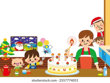 Christmas, frame, Santa, Santa Claus, December, family, present, Merry Christmas, child, illustration - Powered by Shutterstock