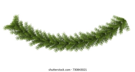 Christmas Garland Decoration Isolated. 3D Rendering