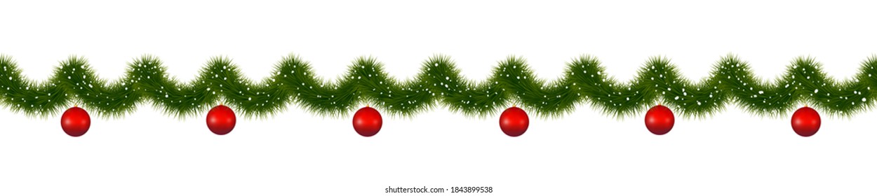 Christmas Garland Red Balls New Year Stock Illustration 1843899538 ...