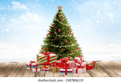 Beautiful Decorated Christmas Tree Present Boxes Stock Photo 316889540 ...