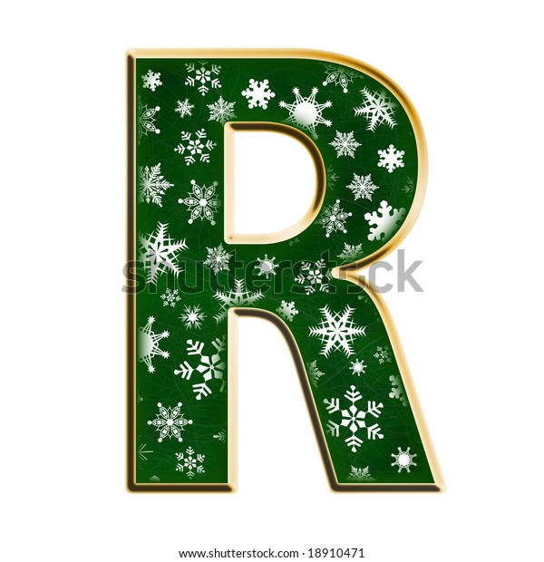 Christmas Green Snowflake Capital Letter R Stock Illustration 18910471