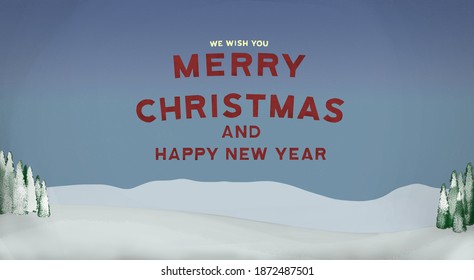 Christmas and happy new year holiday with snowflakes, christmas trees and a blue sky background       - Powered by Shutterstock