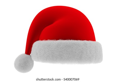 Christmas Hat Isolated On White. 3d Render, 3d Illustration