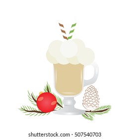 Christmas Hot Drink Egg Nog Isolated On White Background Isolated On White Background  Bitmap Image