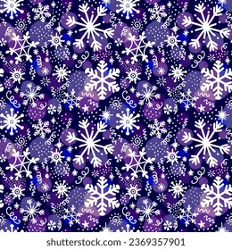 Christmas ice scribble seamless snowflakes pattern for wrapping paper and fabrics and linens and kids clothes print and new year packaging and festive accessories 