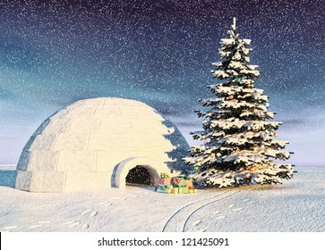 Christmas Igloo At The Morning