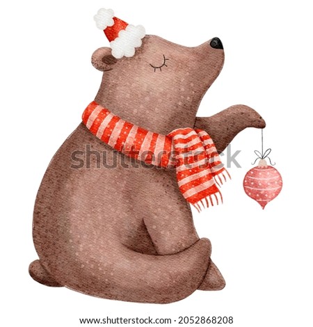 Christmas illustration with cute bear.