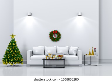 Christmas Interior Living Room. 3d Render