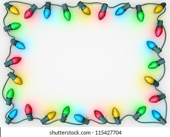 Christmas Lights As A Boarder To Frame Copy Space.