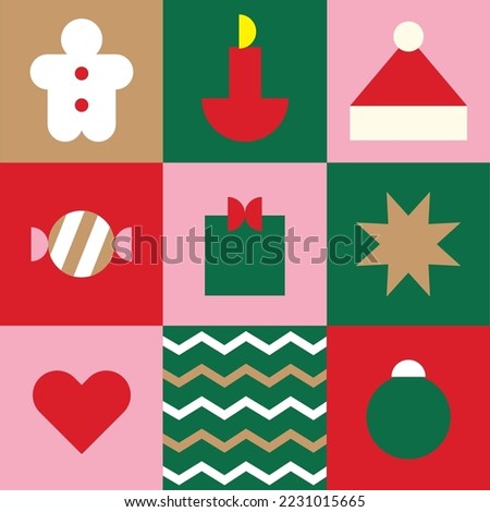 Christmas minimal geometry seamless pattern for background, fabric, textile, wrap, surface, web and print design. Laconic Xmas geometric vector rapport.