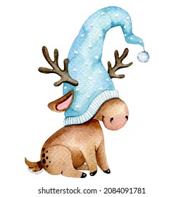 Christmas Moose Watercolor Illustration, Christmas Clipart, Christmas Card