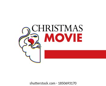 Christmas Movie Text, Illustration Of Santa Claus Logo, Web Site, Facebook Post Cover.