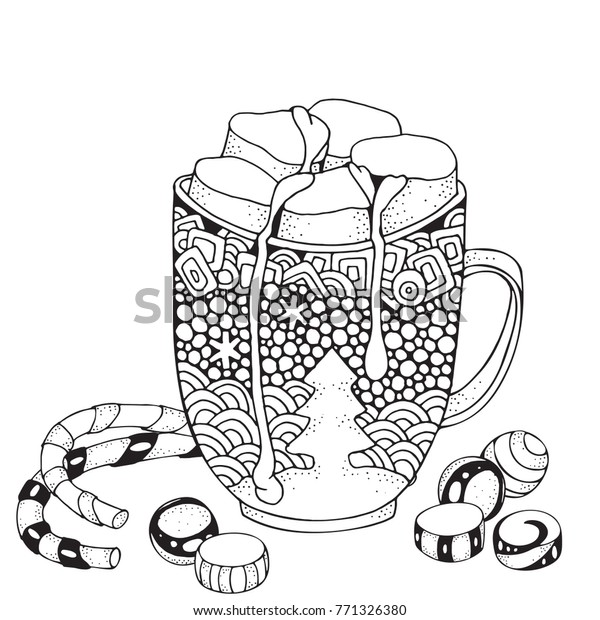 Hot Chocolate Coloring Page - 100 Best Christmas Coloring Pages Free