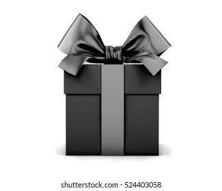 Christmas and New Year's Day , black gift box white background 3d rendering 