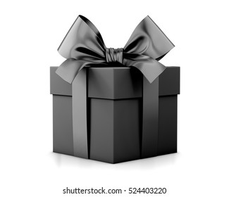 Christmas and New Year's Day , black gift box white background 3d rendering