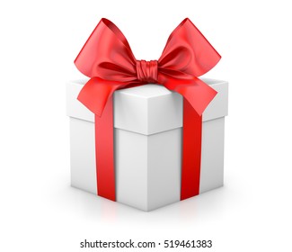 Christmas and New Year's Day , red gift box white background 3d rendering 