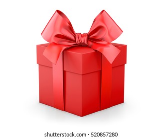  Christmas And New Year's Day , Red Gift Box White Background 3d Rendering 