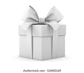 Christmas And New Year's Day , White Gift Box  3d Rendering 