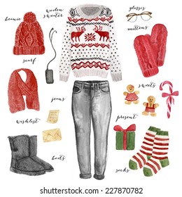 Christmas Outfit Illustration. 