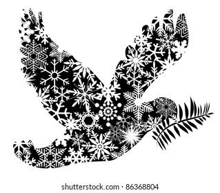 Christmas Peace Dove Silhouette Clipart Illustration Isolated