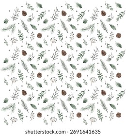 Christmas pinecone and leaf pattern