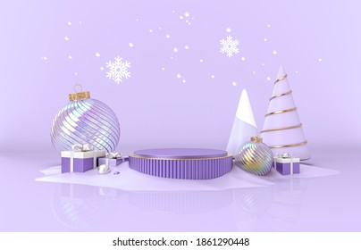 Christmas Podium Backdrop For Product Display. 3d Render.