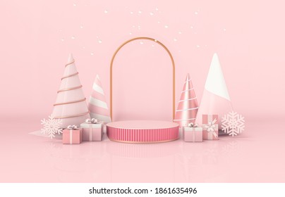 Christmas Podium Backdrop For Product Display. 3d Render.