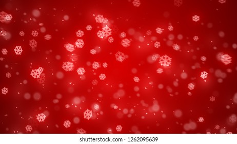 Christmas red snowflake with night star light and snow fall red background. - Powered by Shutterstock